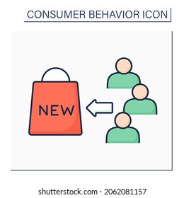 Early adopters color icon. Testing new products before people majority. Second phase after innovators. Consumer behavior concept. Isolated vector illustration