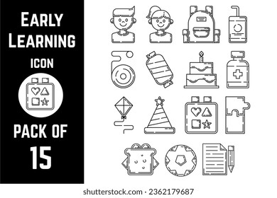 Early age learning toys icon pack bundle lineart vector template