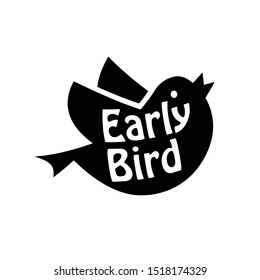 Early Bird Black Icon. Clipart Image Isolated On White Background