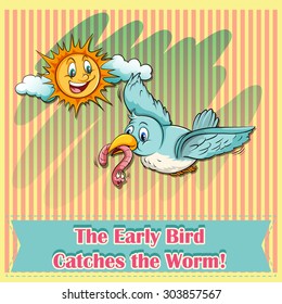 The Early Bird Catches The Worm Illustration