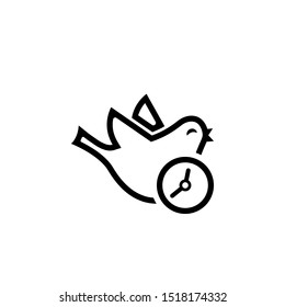 Early bird with clock outline icon. Clipart image isolated on white background