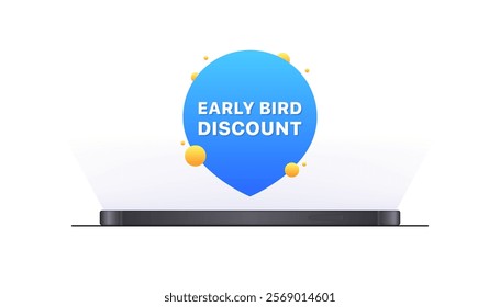 Early bird discount icon. Message bubble icon. Flat style. Vector icons.