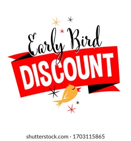 Early Bird Discount On White Background