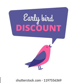 Early bird. Discount special offer, sale banner. Early birds vector concept. Promotion sale speech bubble notification illustration