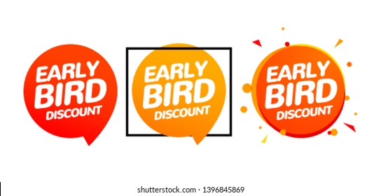 Early bird discount vector special offer sale icon set. Early bird icon cartoon promo sign banner.