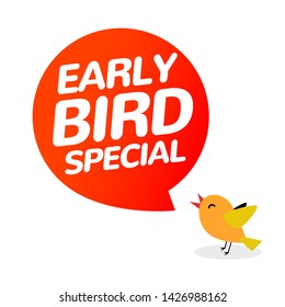 Early Bird Discount Vector Special Offer Sale Icon. Early Bird Icon Cartoon Promo Sign Banner.