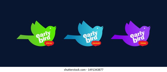 Early bird discount vector special offer sale icon set. vector illustration
