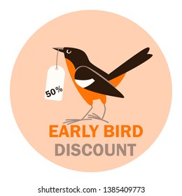 early bird discount.poster design,flat style,vector illustration