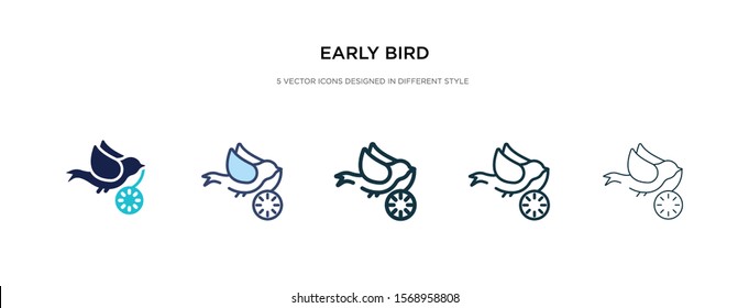 early bird icon in different style vector illustration. two colored and black early bird vector icons designed in filled, outline, line and stroke style can be used for web, mobile, ui