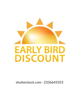 Early bird icon. Discount clipart isolated on white background. Sun icon. Vector illustration
