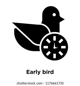 Early bird icon vector isolated on white background, logo concept of Early bird sign on transparent background, filled black symbol