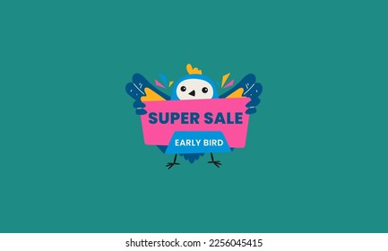 early bird label vector illustration flat design