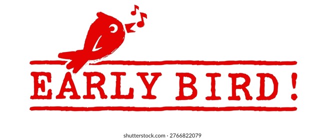 Early bird on red stamp
