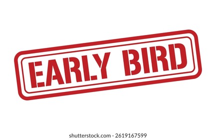 Vetor de texto de carimbo vermelho EARLY BIRD, carimbo