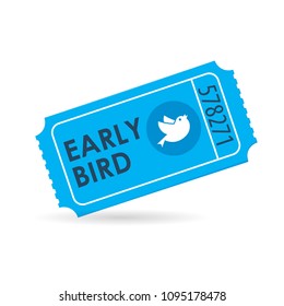 Early Bird Ticket Icon. Discount Clipart Isolated On White Background