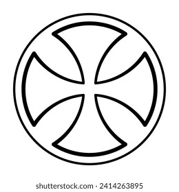 Early Celtic cross, a cross patty, with rounded ends of the arms, sometimes called cross alisee, also known as cross formy. Symbol and sign, used in medieval Christian ornamentation. Illustration.