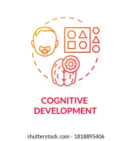 Early cognitive development concept icon. Day care center. Toddlers language learning and childcare. Children assimilation idea thin line illustration. Vector isolated outline RGB color drawing