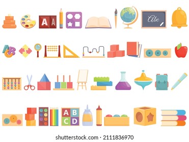 Early educations icons set cartoon vector. Children learn. Read school