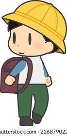 Niño de la escuela primaria 2 con mochila en la espalda (delineado)