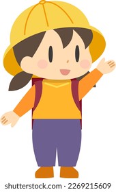 Early elementary school girl raising her hand 2 (no outline)