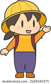 Early elementary school girl raising her hand 2 (with outline)