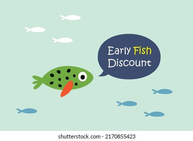 early fish discount poster vector graphic
