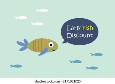 early fish discount poster vector graphic