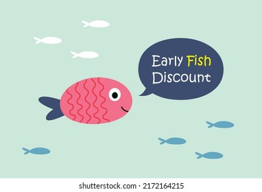early fish discount poster vector graphic