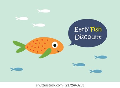 gráfico vectorial de póster de descuento de pescado temprano