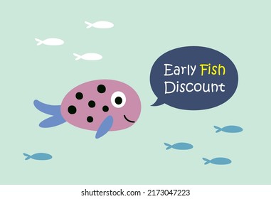 gráfico vectorial de póster de descuento de pescado temprano