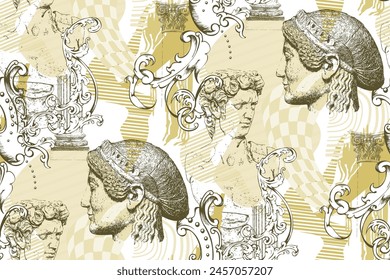 Early Greece motifs. Seamless pattern. Vector illustration. Suitable for fabric, mural, wallpapers, wrapping paper and the like