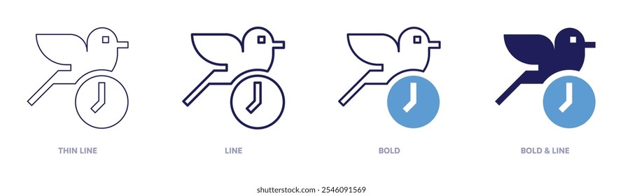 Early icon in 4 different styles. Thin Line, Line, Bold, and Bold Line. Duotone style. Editable stroke.