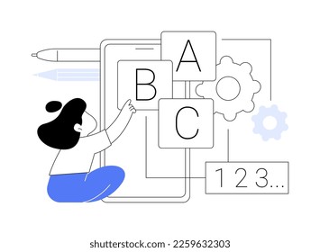 Early learning app abstract concept vector illustration. Preschool application, early education platform, child learning routine, studying software, kid development mobile app abstract metaphor.