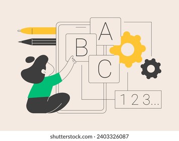 Early learning app abstract concept vector illustration. Preschool application, early education platform, child learning routine, studying software, kid development mobile app abstract metaphor.