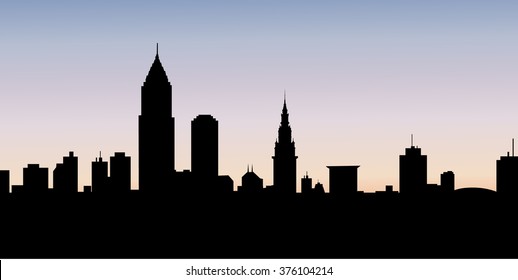 Early Morning  Cleveland City Skyline - Vector