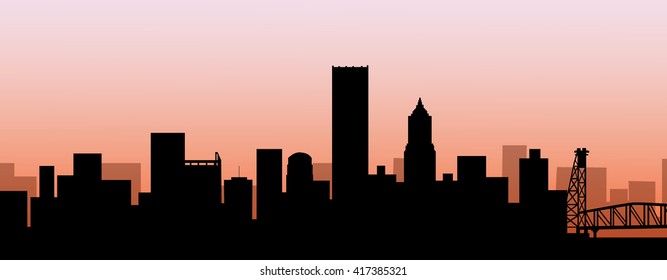 Early Morning Portland Skyline - Vector