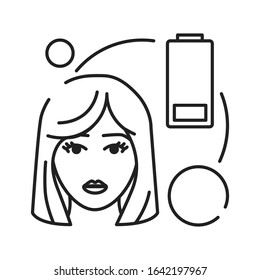 Early pregnancy symptoms fatigue black line icon. Tiredness. Pregnant blond woman concept. Sign for web page, mobile app, banner, social media. Editable stroke.