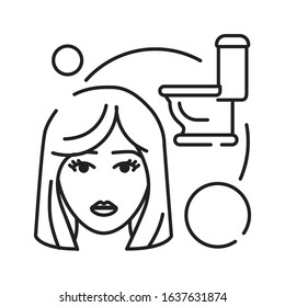 Early Pregnancy Symptoms Frequent Urination Black Line Icon. Pregnant Blond Woman Concept.  