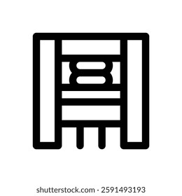 Early printing press. Editable stroke vector icon.
