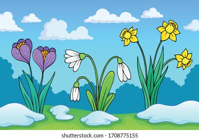 Early Spring Flowers Theme Image 1 - Eps10 Vector Illustration.