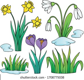 Early Spring Flowers Theme Set 1 - Eps10 Vector Illustration.