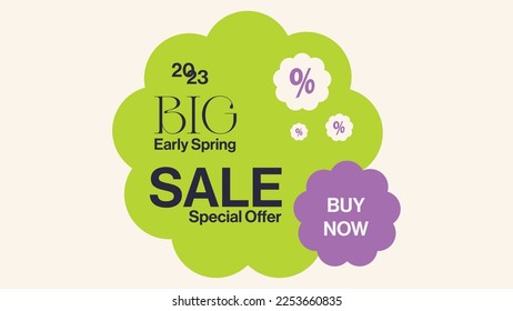 Early spring sale poster banner with blooming flowers template. Design for advertising, voucher, flyers, brochure, cover discount.