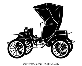 Early Vintage Electric Car. Vector silhouette isolated on white.