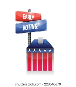 Early Voting Ballot Illustration Design Over A White Background