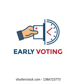 Early Voting Icon with Vote, Icon, & Patriotic Symbolism and Colors