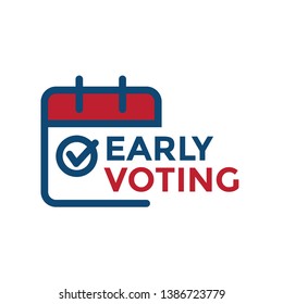 Early Voting Icon With Vote, Icon, & Patriotic Symbolism And Colors