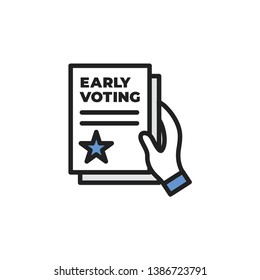 Early Voting Icon With Vote, Icon, & Patriotic Symbolism And Colors