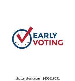 Early Voting Icon w Vote, Icon, and Patriotic Symbolism and Colors