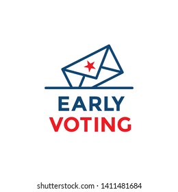 Early Voting Icon w Vote, Icon, and Patriotic Symbolism and Colors