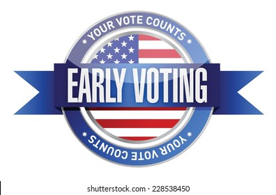 Early Voting Seal Illustration Design Over A White Background